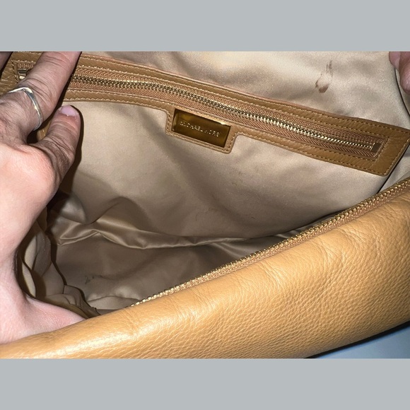 Lightly Used Michael Kors Brown Leather Handbag With Python Zipper Pull Accents - Picture 5 of 11